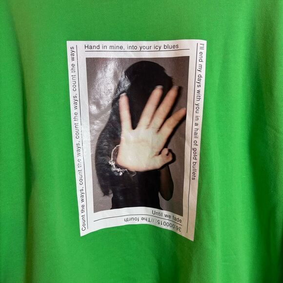 ZGY Zumiez Oversized Green Graphic Crewneck Cotton Sweatshirt Size Large NEW - Picture 4 of 8